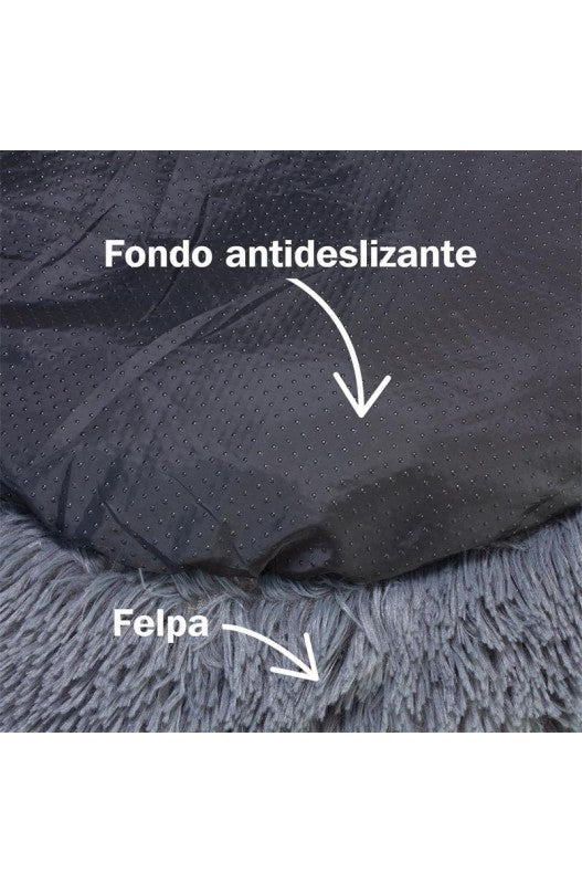 CAMA PERRO SUAVE REDONDA GRIS OSCURO