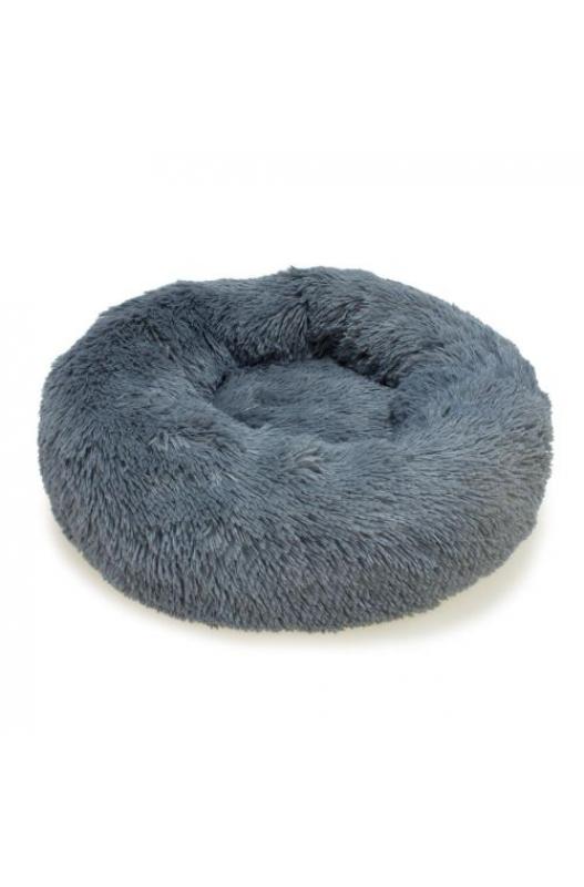 CAMA PERRO SUAVE REDONDA GRIS OSCURO