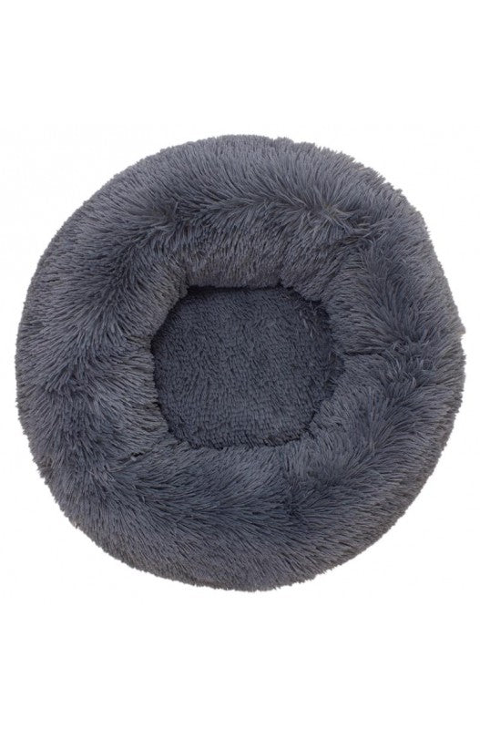 CAMA PERRO SUAVE REDONDA GRIS OSCURO